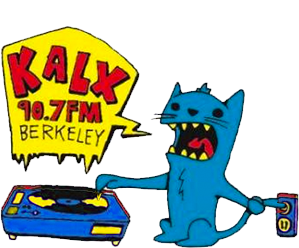 KALX 90.7FM Berkeley Logo - Blue cat playing record